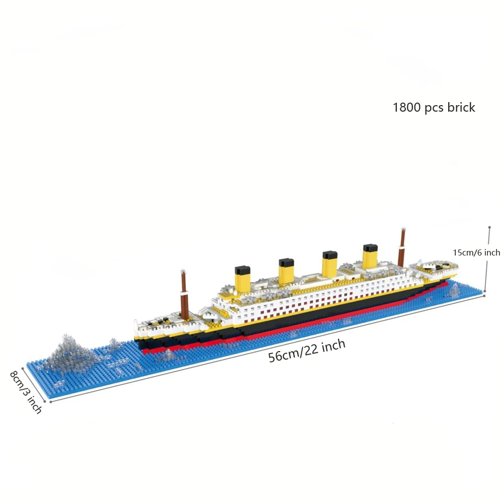 เรือสําราญรุ่น Titanic พร้อมบล็อกตัวต่อภูเขาน้ําแข็งผู้ใหญ่ไมโครมินิอิฐของเล่นของขวัญที่สมบูรณ์แบบสําหรับความบันเทิงและการตกแต่ง