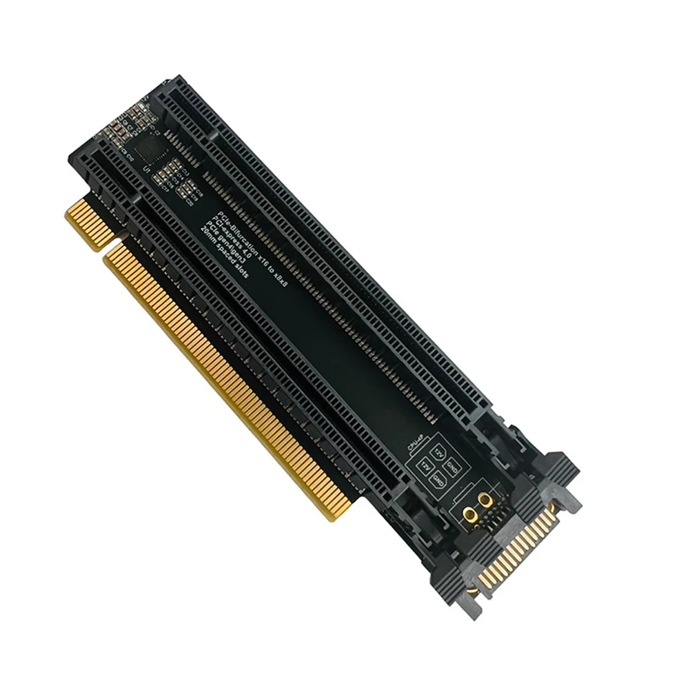 BABQ PCI-E 4.0 X16 Scheda di espansione da 1 a 2 Scheda divisa Gen4 PCIe-Biforcazione da X16 a X8X8 con slot spaziati da 20 mm CPU4P(4 pin)