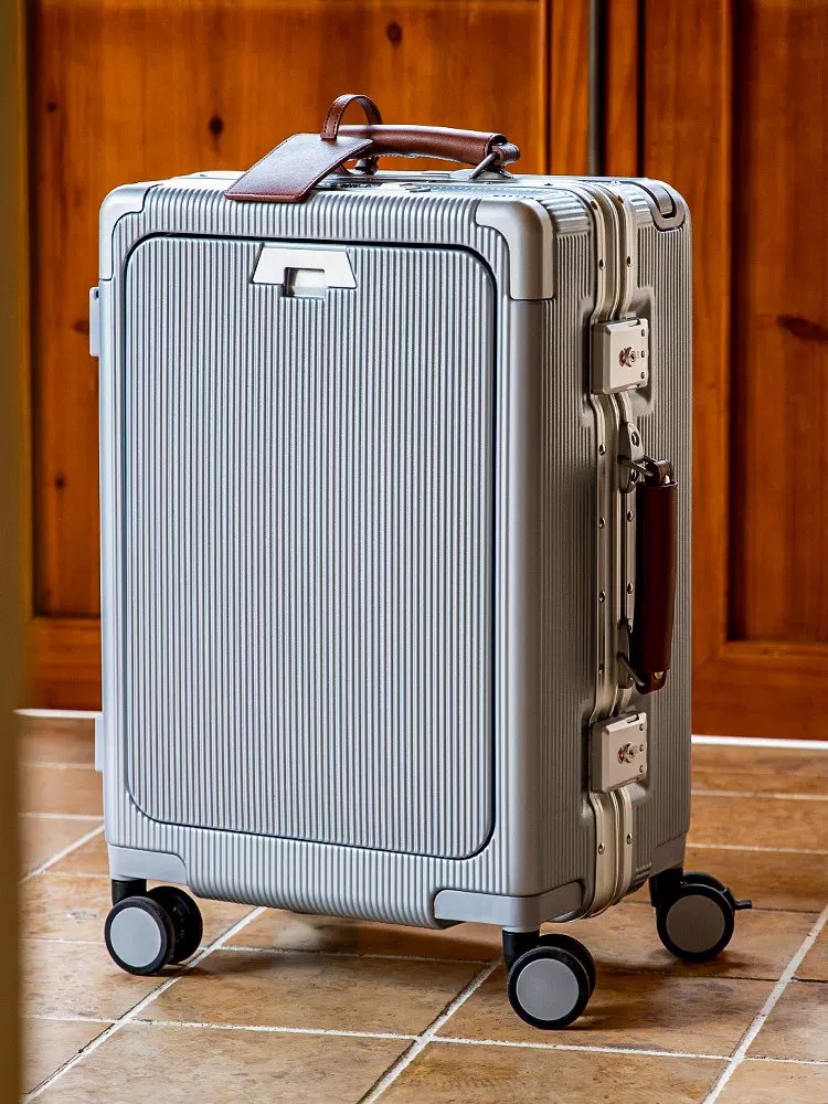 กว้างกระเป๋าเดินทางเปิดด้านหน้ากระเป๋าเดินทาง USB ถ้วย 20/24/26 นิ้วกระเป๋าเดินทางรหัสผ่านรถเข็นกระเป๋าเดินทาง