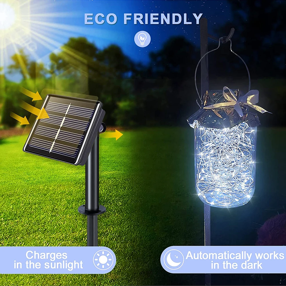 LED Fairy String ไฟกันน้ำกลางแจ้ง Garland พลังงานแสงอาทิตย์วันหยุดคริสต์มาสสำหรับ Garden Party ตกแต่งต้นไม้