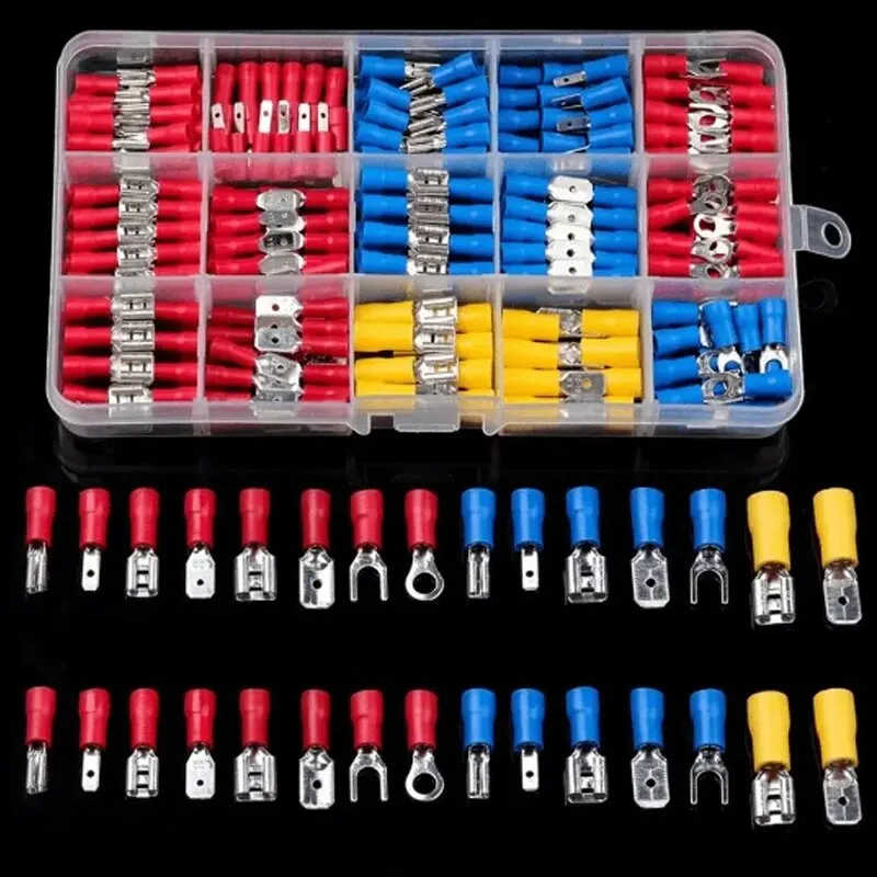 280PCS 배선 냉간 압착 단자 박스형 PVC 절연 단자 블록 스페이드 쌍 커넥터