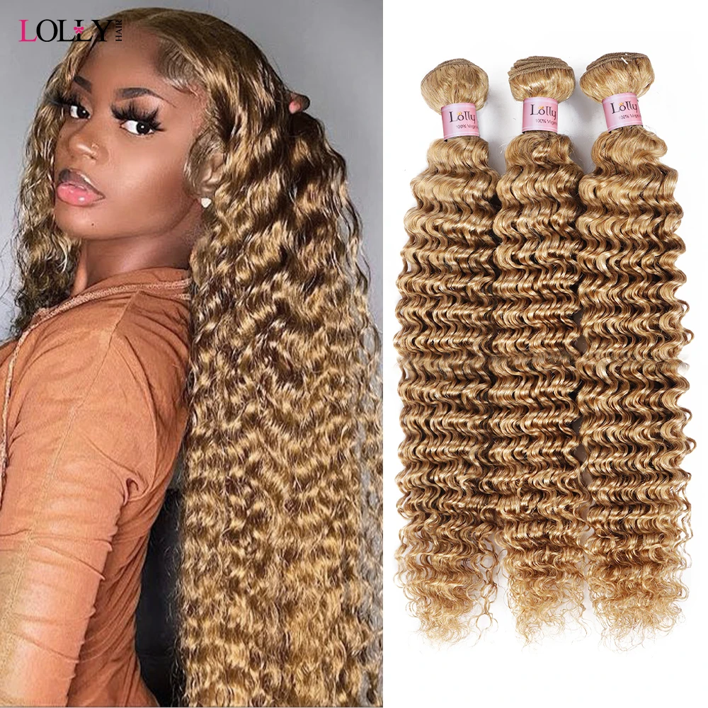 # 27 mel loira pacotes de cabelo onda profunda pacotes tecer cabelo brasileiro feixes de cabelo humano onda profunda feixes de cabelo 3/4 pacotes