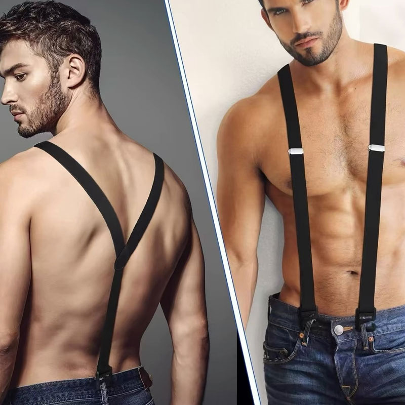 Solid Color Suspenders for Men Y-Back Hidden Suspenders Adjustable Fashion Casual Suspenders