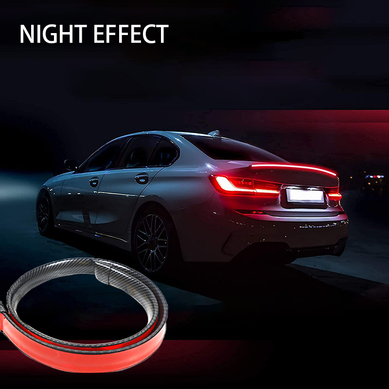 Seametal 120 センチメートル Led スポイラーライトユニバーサルカーボンファイバー車のリアスポイラーフローランプ第 3 ブレーキライト停止信号灯 12V