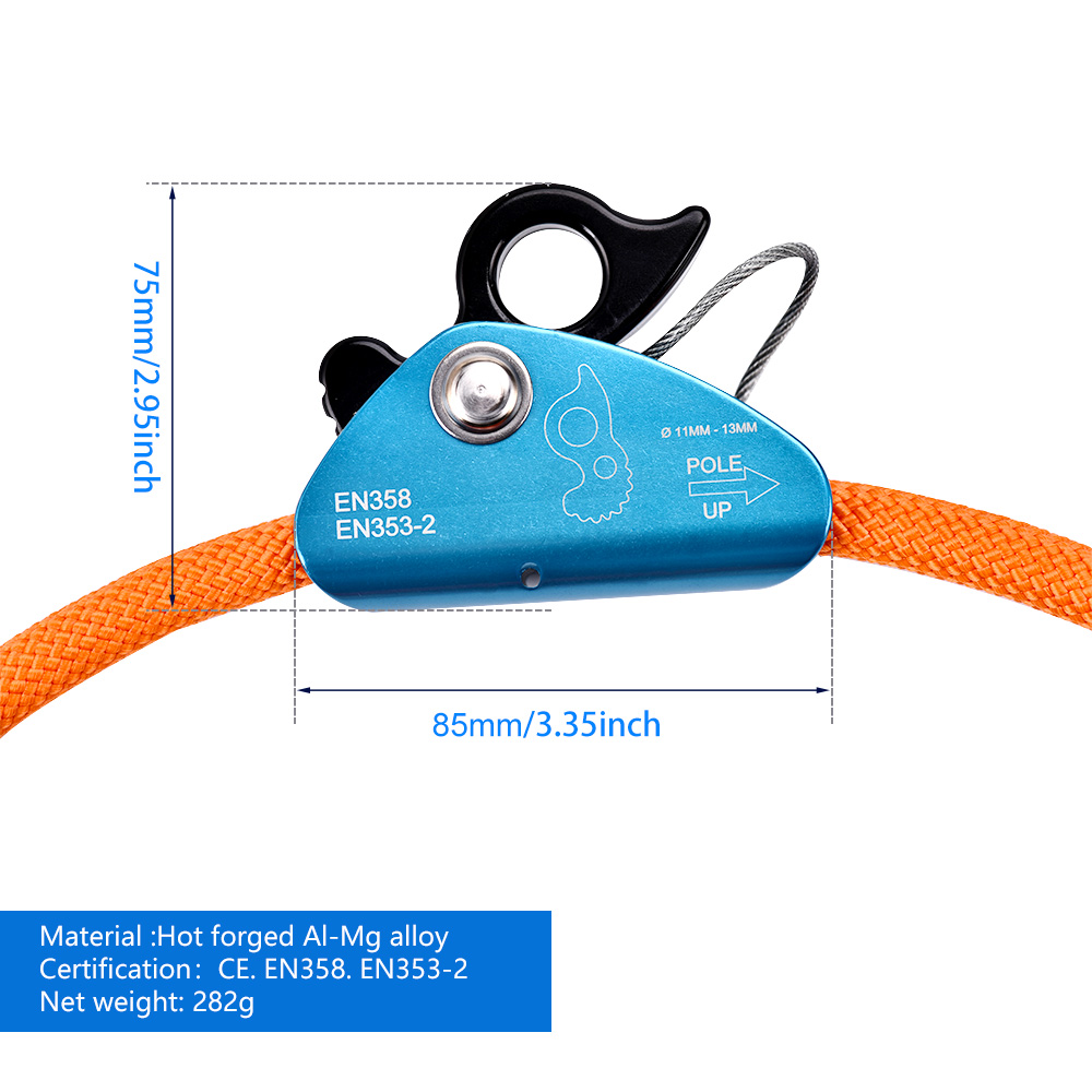 Climbing Wire Rope Steel Wire Core Flipline Kit for Tree Climbing, Adjustable Lanyard, Cut Resistant, Low Stretch, 1, 2 "x 8ft