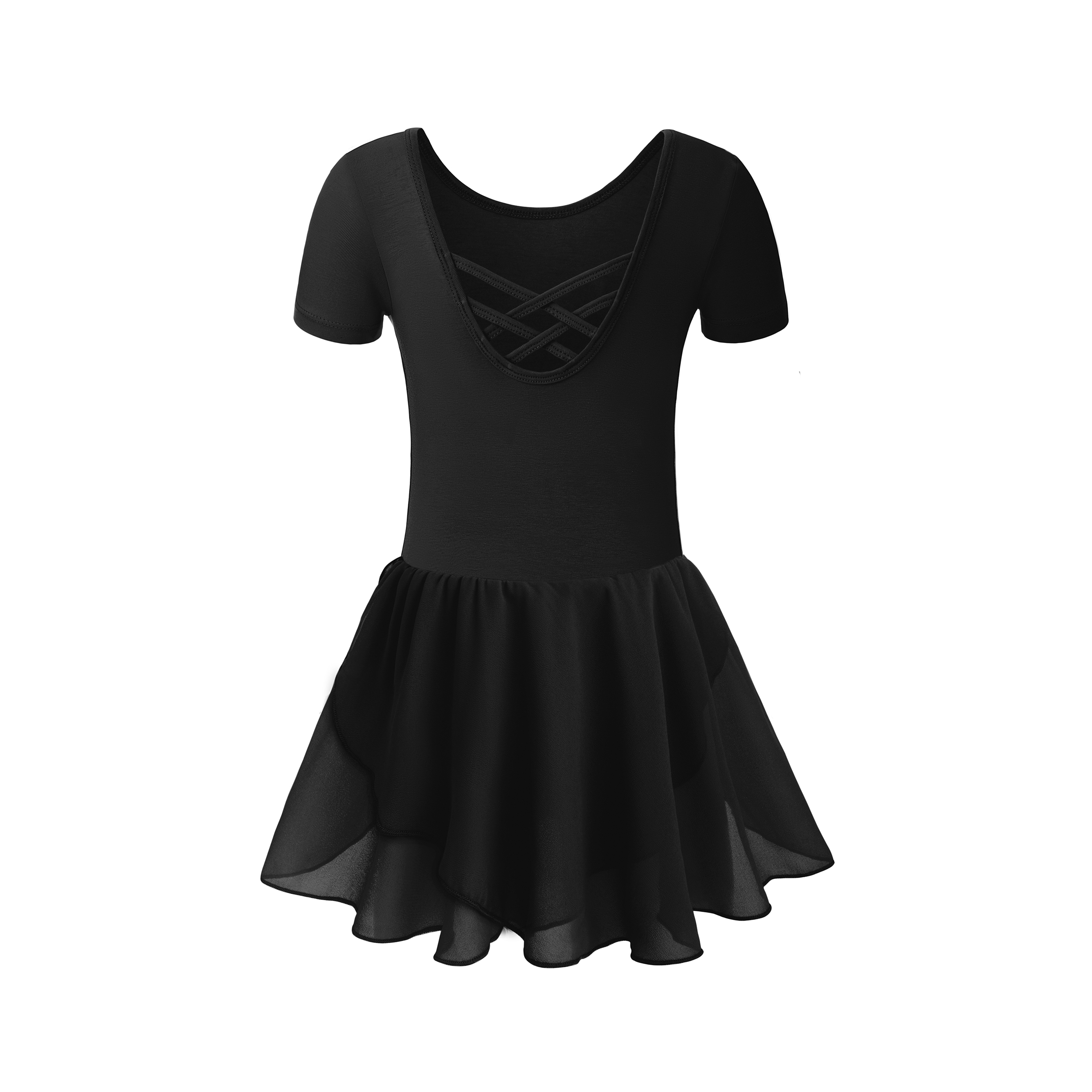 Collant de manga curta para meninas com saia vestido de dança infantil roupas de balé