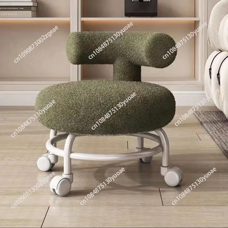 Professional Barber Chairs for Hairdressing, Household Pulley Low Stool with Baby, Lamb Wool Roller Low Stool