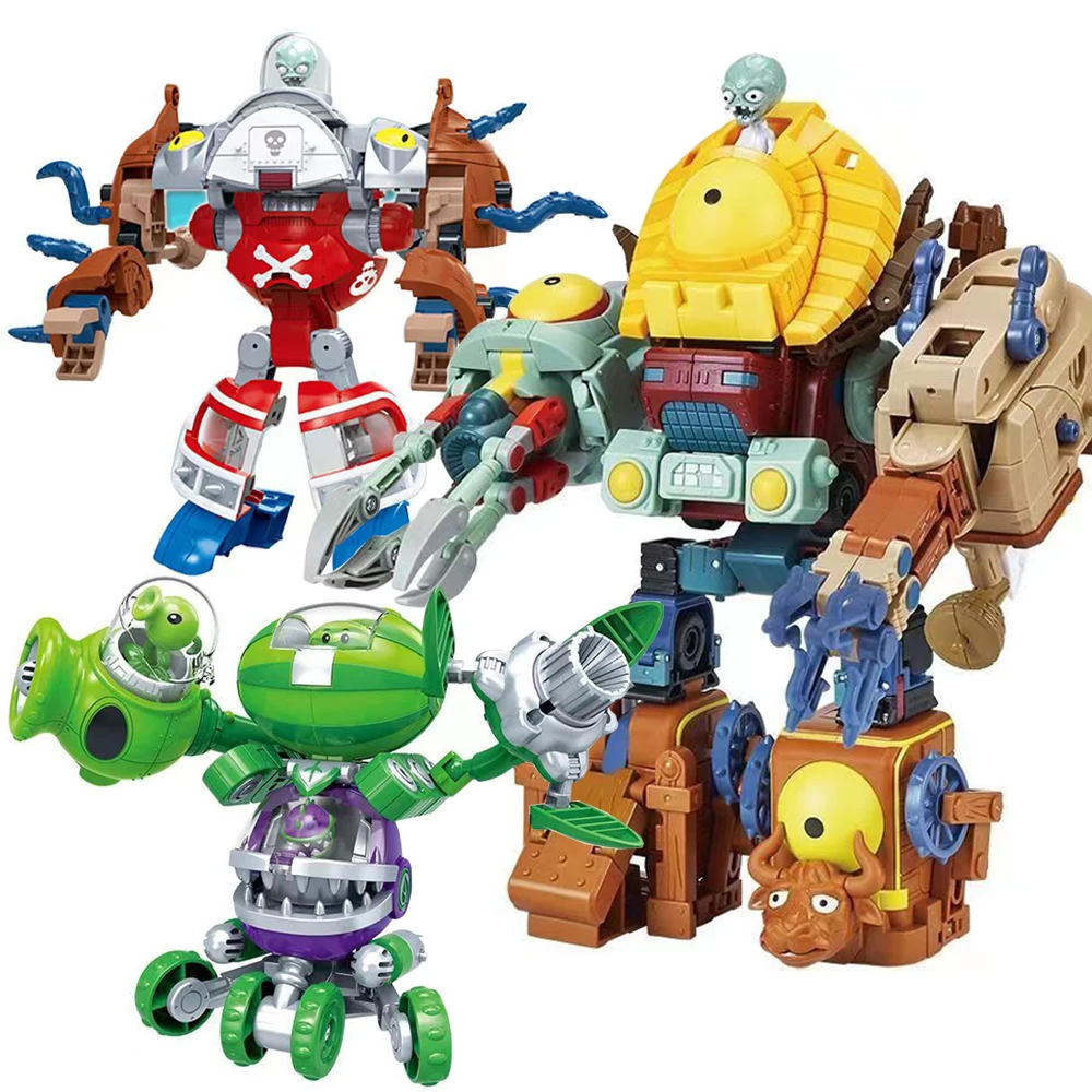Plantas vs. Zombies Boss Robot Melão-pult Chomper Action Figure Model Set PVC Deformação Boneca Brinquedos para Crianças Presente
