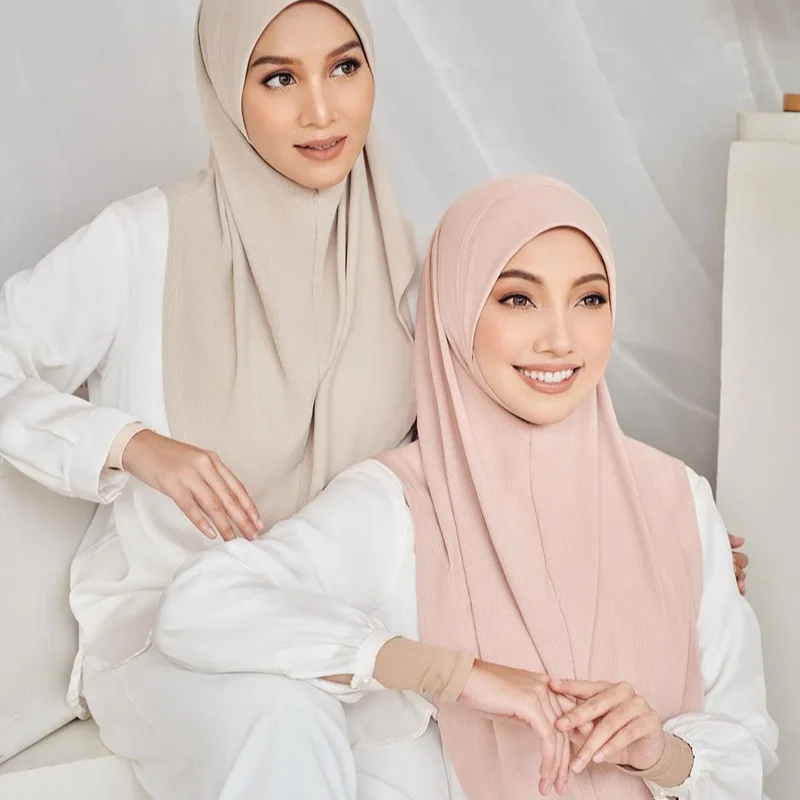 Rodada dupla Hijab Modal para Mulheres, Jersey Hijab, Turbante, Arab Chapelaria, Bonnet, Turbante Feminino, Para Festa
