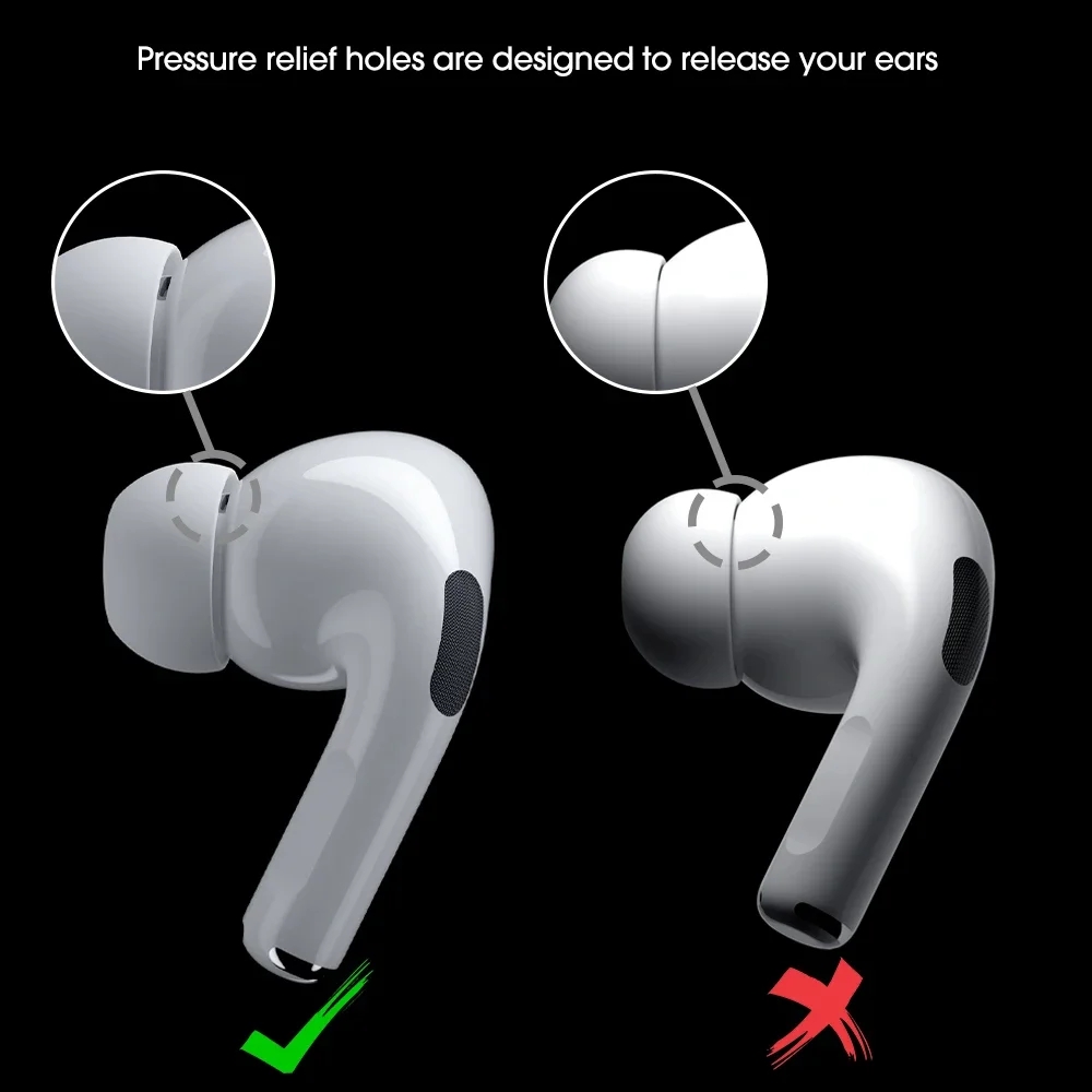 Rain Eartips For Airpods Pro 1/2 Ear Pads Silicone Case Pressure Relief Hole Ear Caps Cushion Eartips Buds Earphone Air Pods Pro