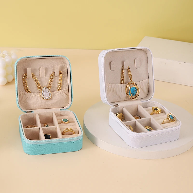 1pc tragbare Schmuck Veranstalter Display Reise Schmucke tui Boxen Ohrringe Halskette Ring Schmucks cha tulle Leder Aufbewahrung sbox