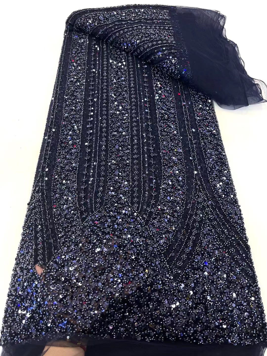 アフリカンビーズレース生地,チュール刺繍生地,女性用イブニングドレス,メッシュスパンコール,ドバイ,5ヤード