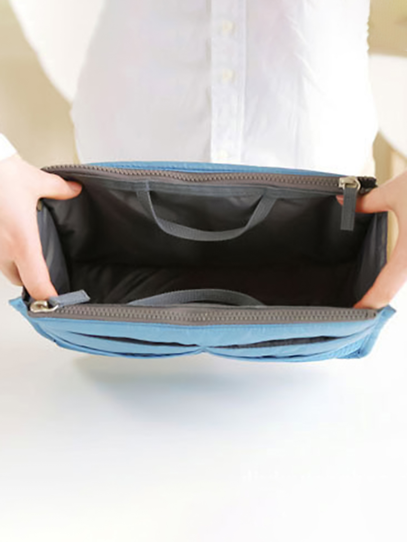 (1 Stück) Koreanische Version, multifunktionale faltbare Aufbewahrungstasche mit Doppelreißverschlüssen, tragbare Make-up-Tasche für Damen mit großem Fassungsvermögen