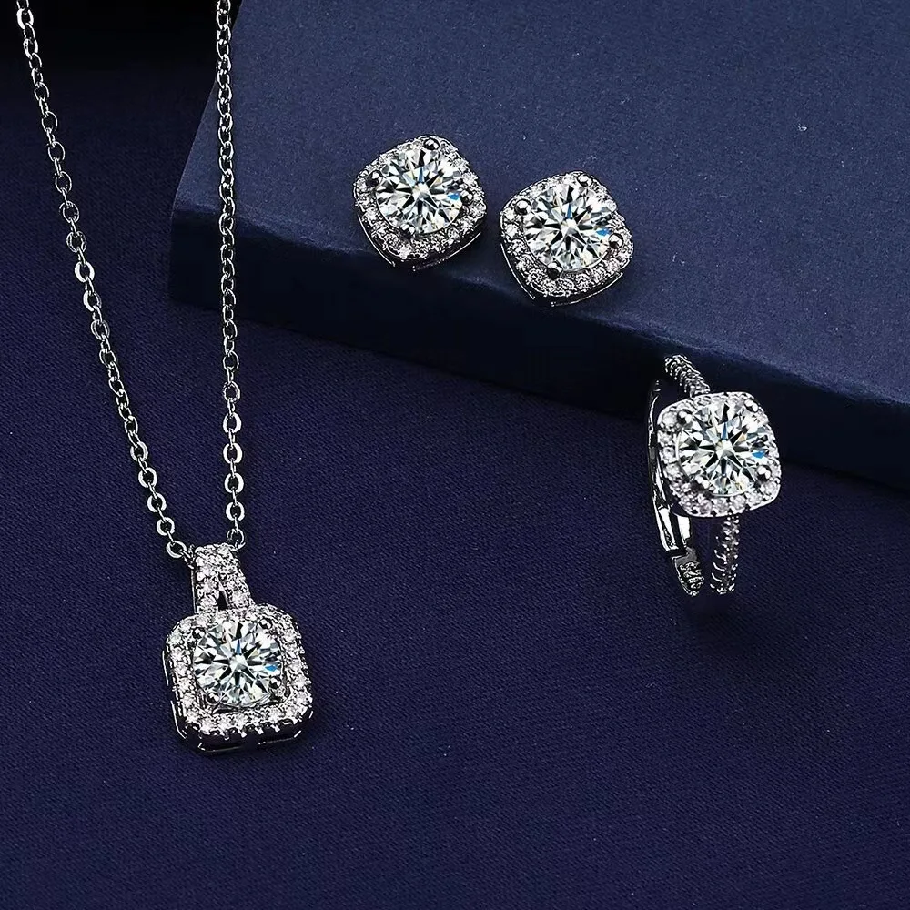1PC Luxury Cube ชุดเครื่องประดับ,ผู้หญิงสร้อยคอ,ต่างหูและชุดแหวน, ของขวัญที่สมบูรณ์แบบสําหรับวันวาเลนไทน์,ของขวัญคริสต์มาส,Bi
