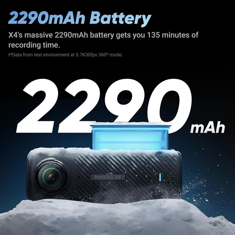 X4 Standard Bundle - Waterproof 8K 360 Action Camera, 4K Wide-Angle Video, Invisible Selfie Stick Effect, Removable