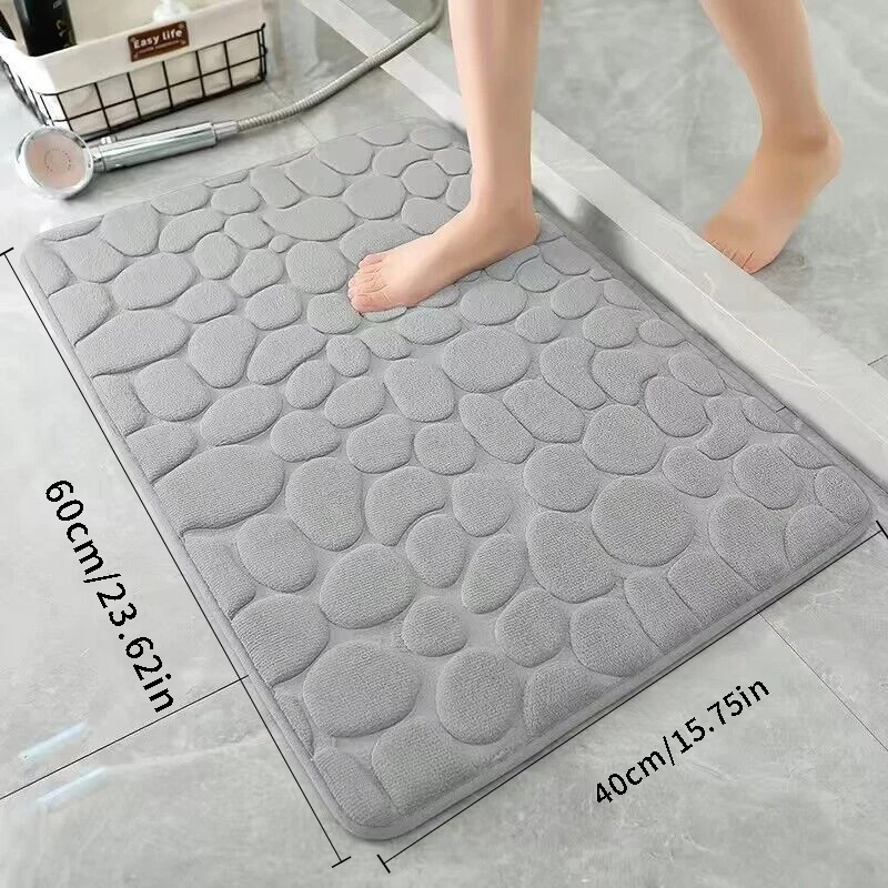 Baddeken met kiezelsteen reliëf, absorberende vloermat van traagschuim, badkamervloermat, antislip deurdeken, vloermat voor binnen