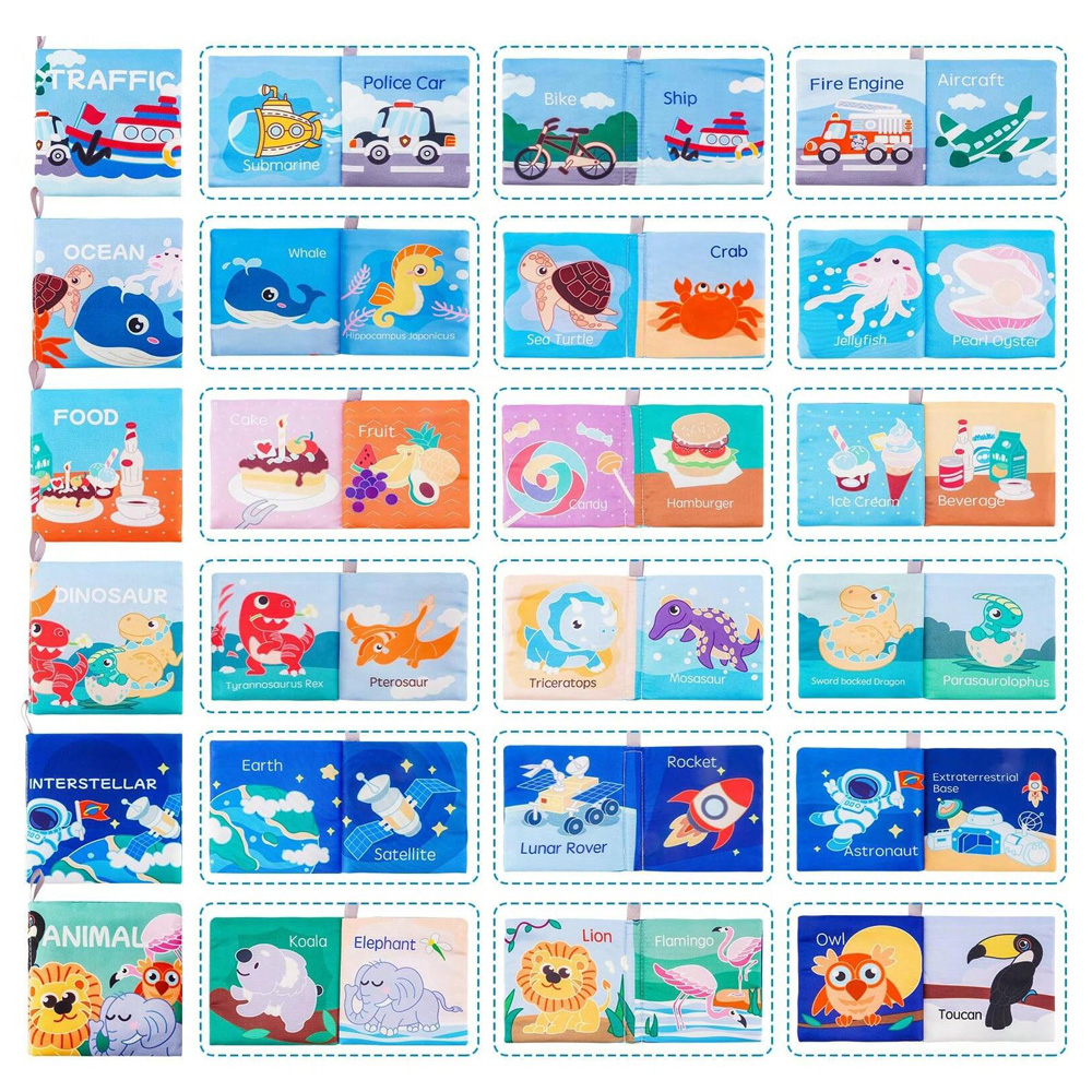 Soft Baby Crinkle Book Set,6Pcs Bath Books,Nontoxic Fabric Soft Cloth Books for Babies,Early Education Toys Giftable