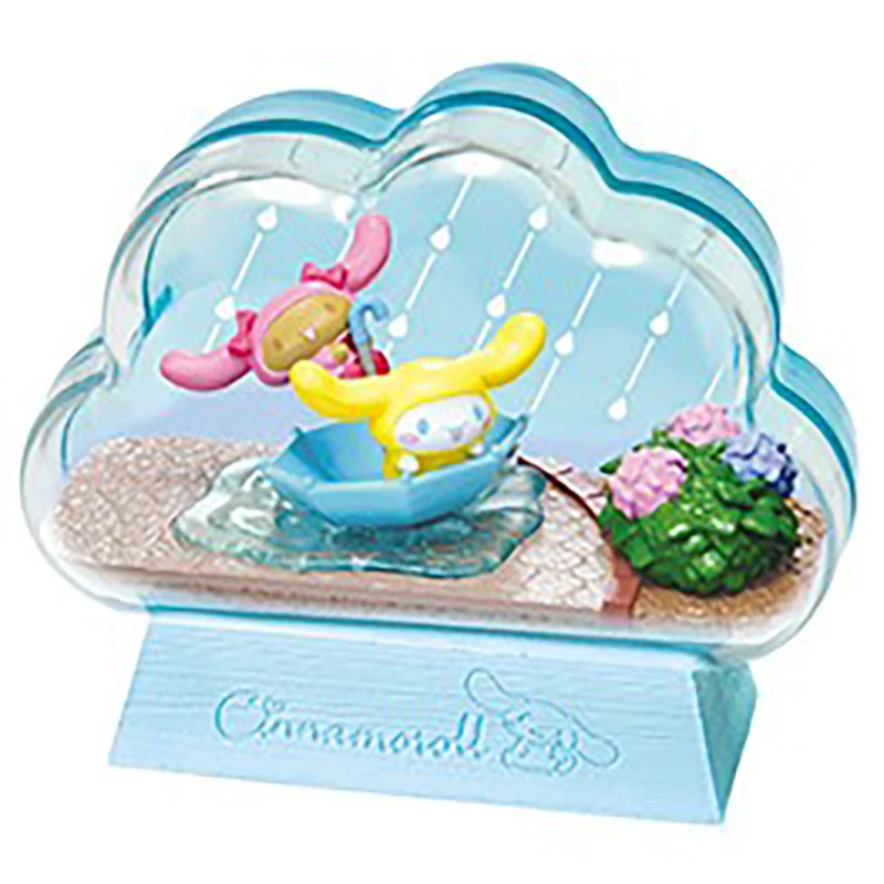 RE-MENT Candy Toy Miniature Scene Display Sanrio Character Cinnamoroll Glass Container Happy Time Action Figure Table Decoration