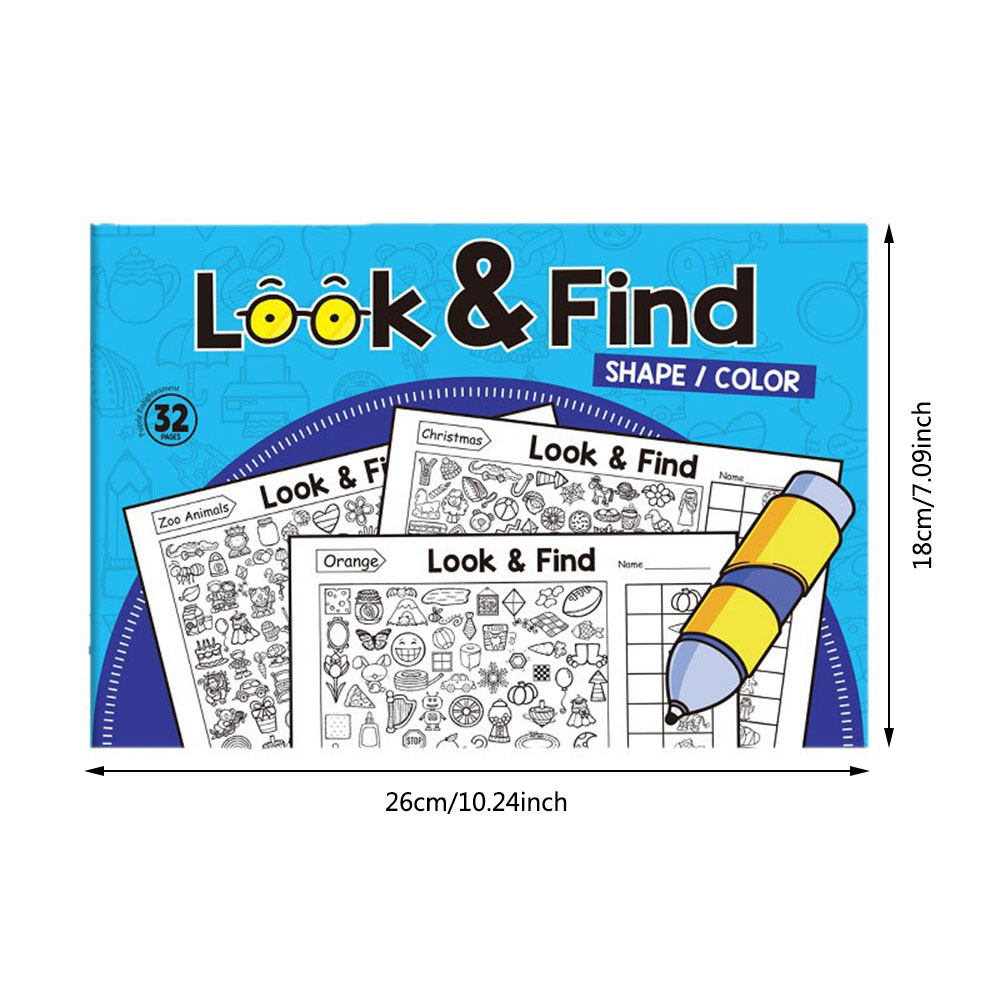 1 Book Kid's Search for Items Game, Enhance Visual Perception, Fun Coloring Book Focus and Attention, Handwriting Exercise Book