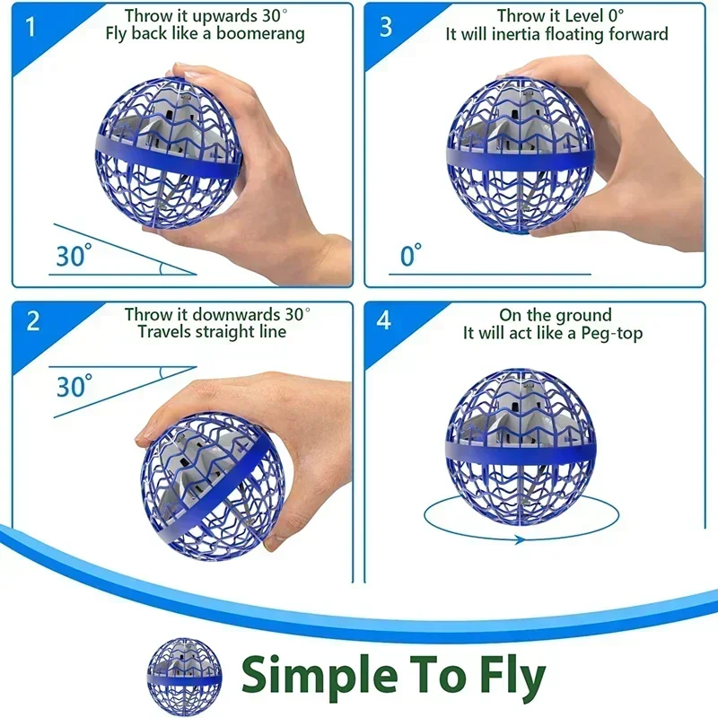 Flying Ball Boomerang Fly Orb Magic พร้อมไฟ LED Drone Hover Ball Fly Nova Orb Flying Spinner ของเล่นเด็กคริสต์มาสของขวัญ