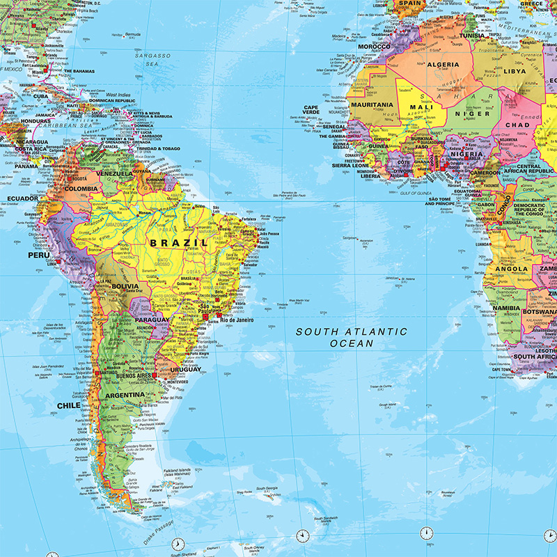 Mapa mundi grande dobrável de 150x100cm com bandeiras, mapa físico do mundo para viagens, material escolar de escritório para quarto e sala de estar