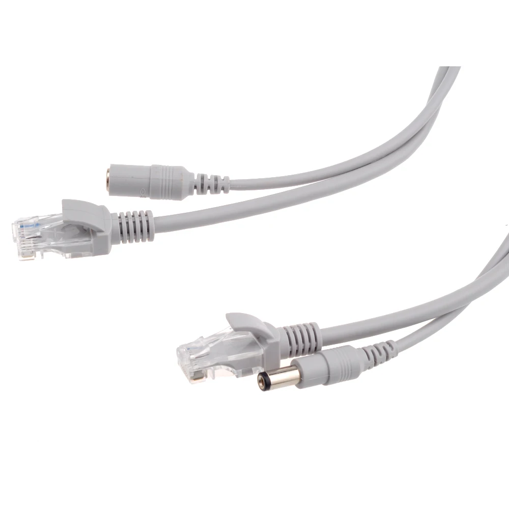 5m/10m/15m/20m/30m opcional cinza cat5/CAT-5e cabo ethernet rj45 + dc power cctv rede lan cabo para câmeras ip do sistema
