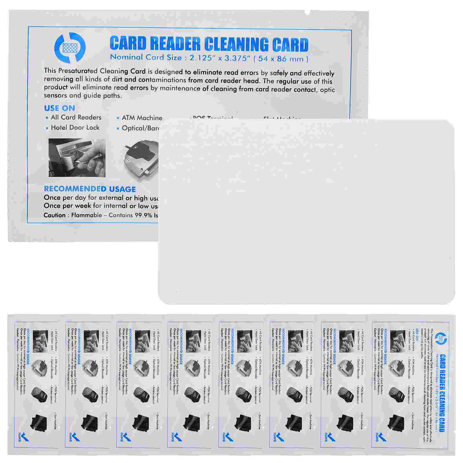 Limpiador de lector Pos de tarjetas de limpieza Terminal, herramienta de crédito para impresora, herramientas de doble cara de Pvc, tarjetas reutilizables, 10 Uds.