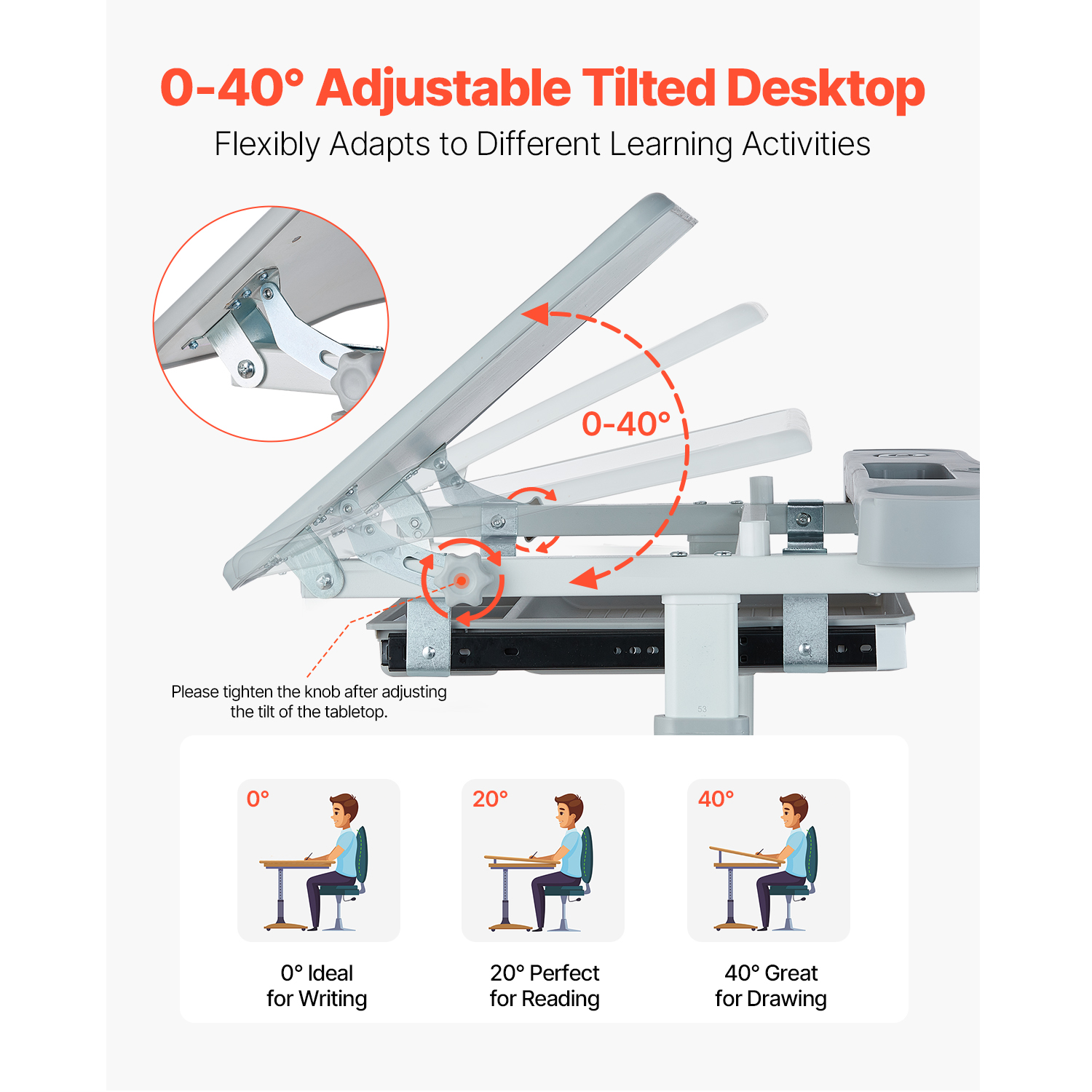 SucceBuy Kids Study Chair and Desk Set Study Desk and Chair for Kids with Table Lamp Adjustable Height  for Bedroom & Study Room
