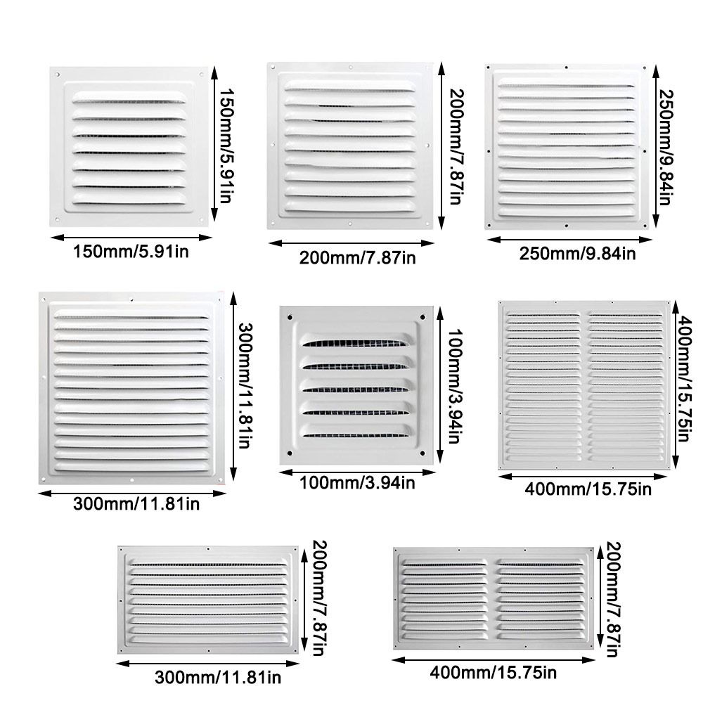 Aluminiumlegierung, Lüftungsgitter, Luftsystem, Netzabdeckung, Bildschirm, Auspuff, Auslass, Fenster, quadratische Entlüftung, 100/150/200/250/300/400 mm