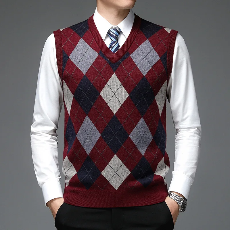 Qiu Dong Herren-Strickpullover, ärmellos, mittleres Alter und alte Herren, um warm zu bleiben, Ma3 Jia3, Freizeit-Körper, alltäglicher Pelzschal