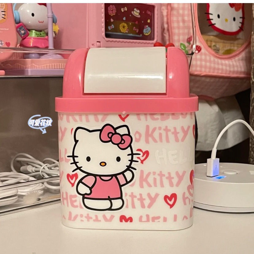 Nuevo Sanrio Hello Kitty cubo de basura cubo de basura cubo de basura Kawaii cubo de basura sala de estar dormitorio cesta de papel higiénico