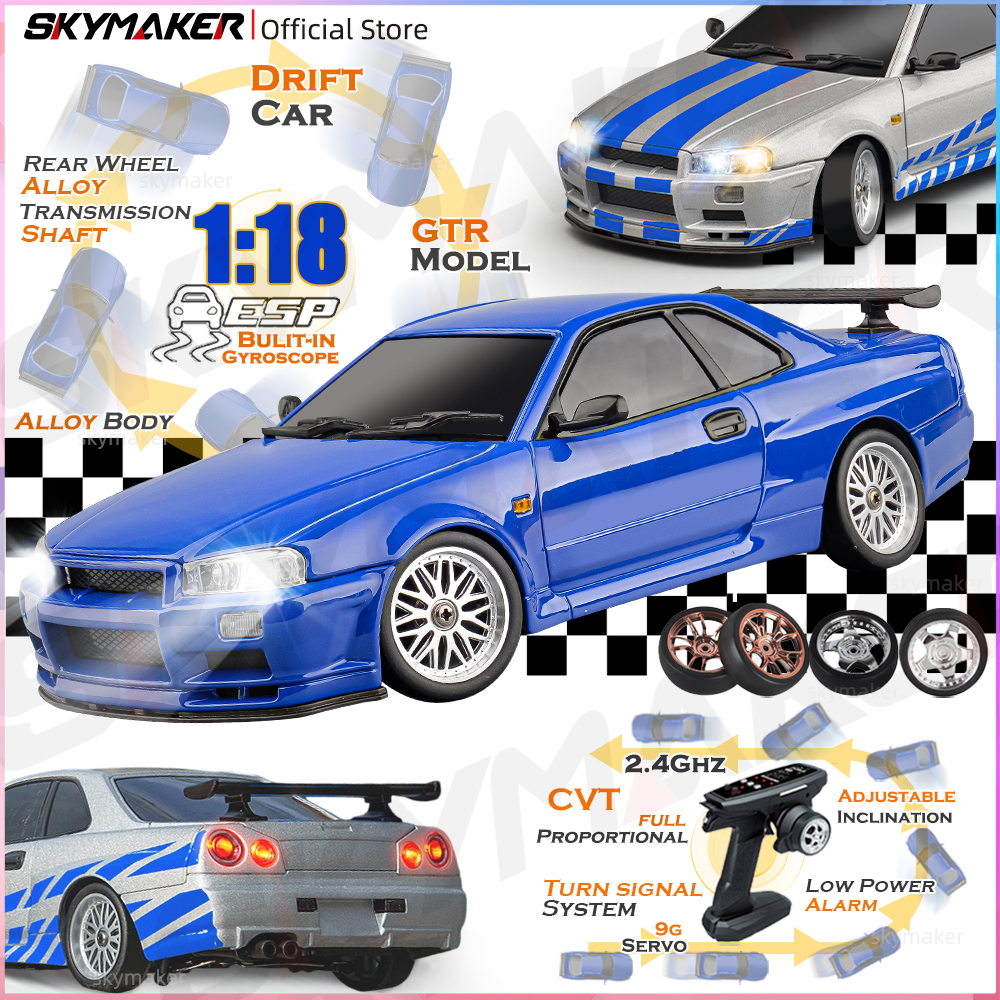 Skymaker LDRC 1/18 RC Drift รถ LD1899 โหมด GTR R34 2.4GHz RWD พร้อม Gyroscope on-Road Alloy Body Shell รถแข่งสําหรับของขวัญเด็ก
