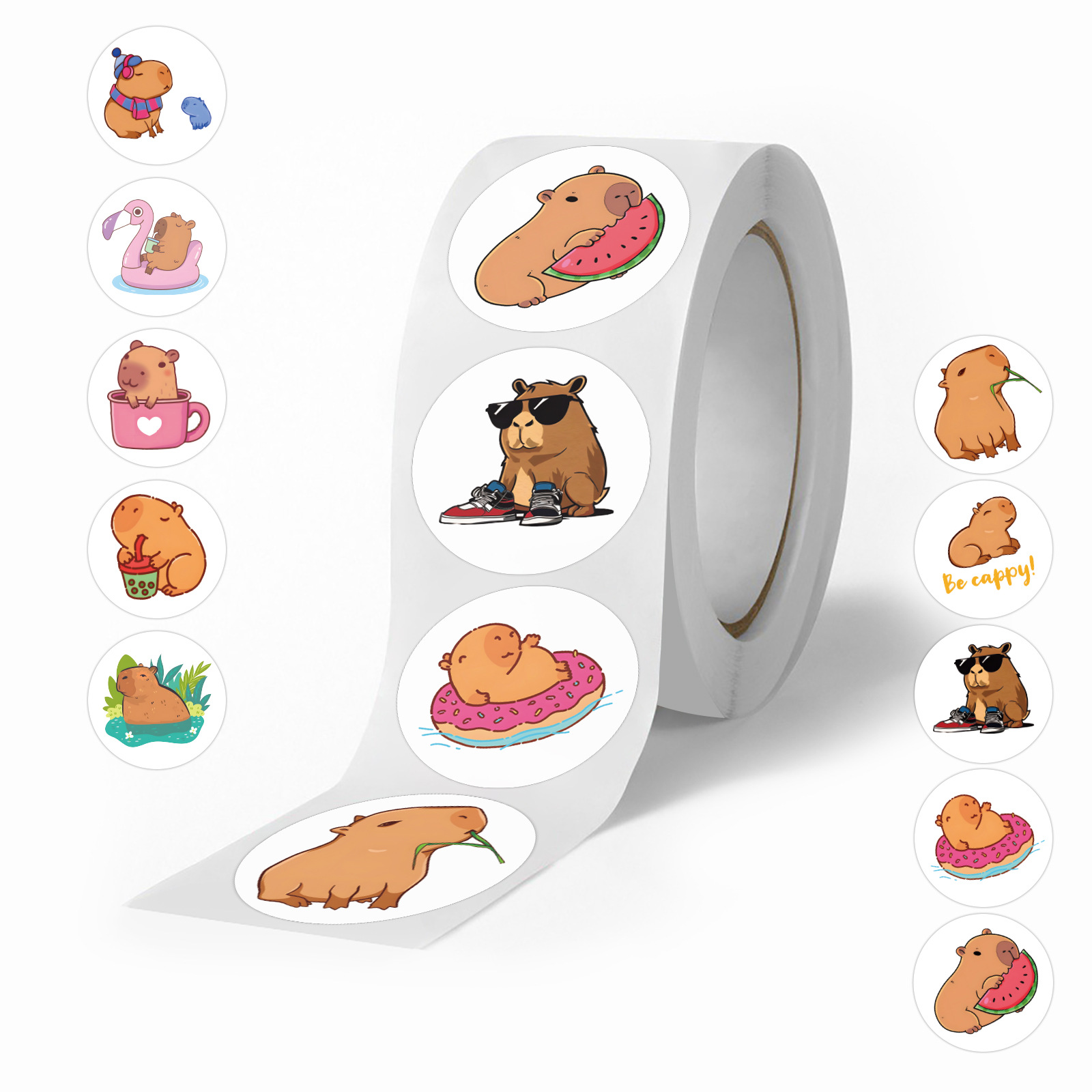 100-500pcs น่ารักอวบ Capybara การ์ตูนสัตว์สีน้ําตาลสติกเกอร์ DIY สมุดภาพโทรศัพท์รางวัลซีลป้ายสติ๊กเกอร์ติดผนังของเล่นเด็ก