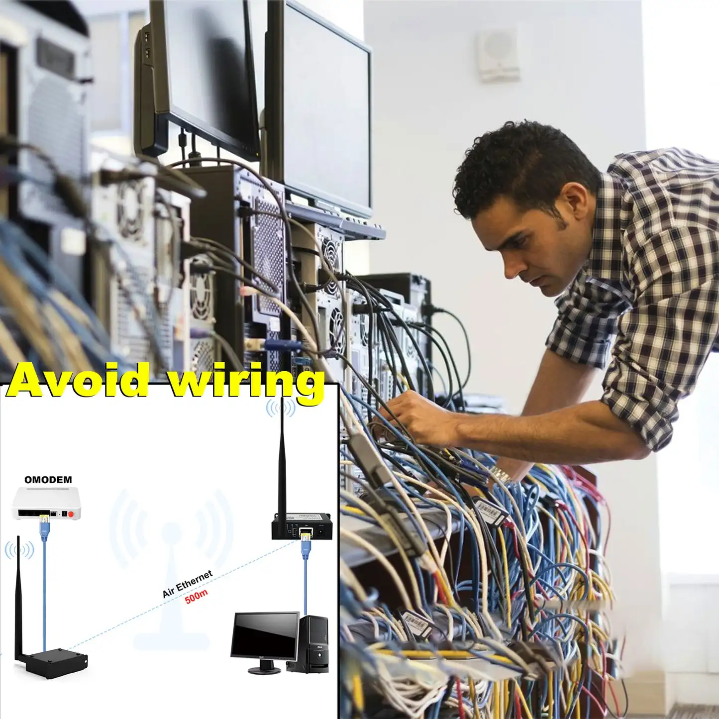 2er-Pack Wireless Access Point mit WLAN-Halow-Bridge-Kit Outdoor-Punkt-zu-Punkt-Verbindung mit großer Reichweite bis zu 1 km für IP-Kamera