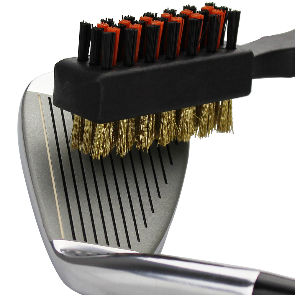 Golf Brush Golf Club Head Cleaning Brush Double Side Brass Nylon Golf Groove Cleaner with Keychain Drop Ship