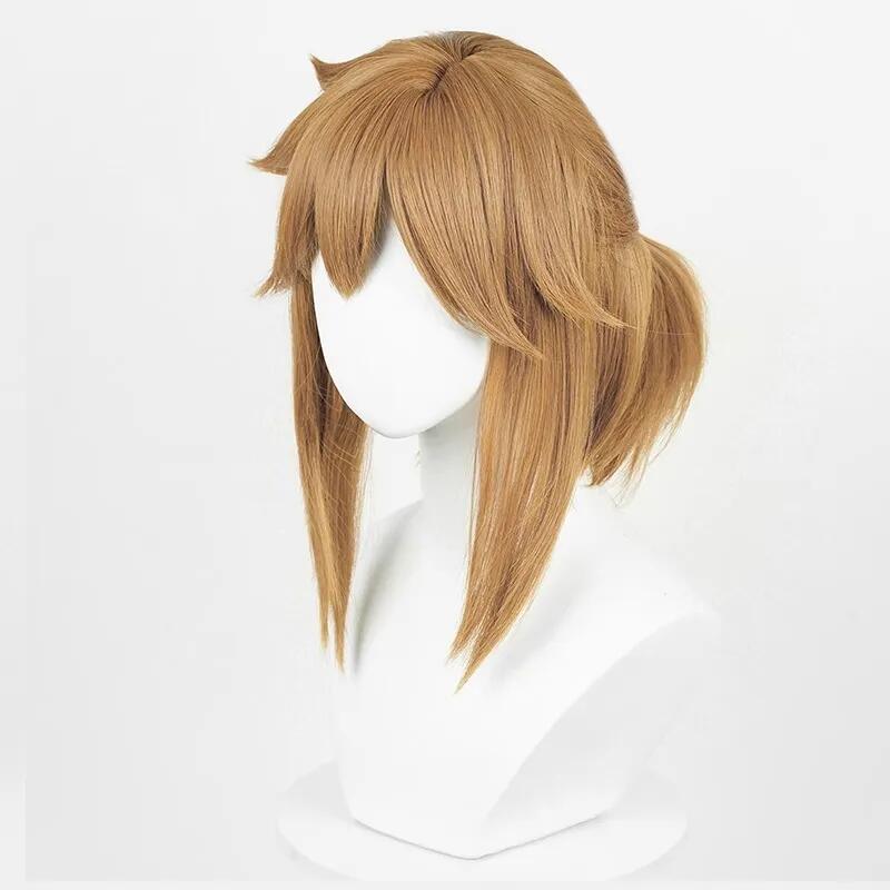 Anime Link Cosplay Perücken Prinzessin Blonde Braun Beständig Synthetische 29 cm Haar Halloween Party Link Perücken + Elf Ohren Ohrringe anzug