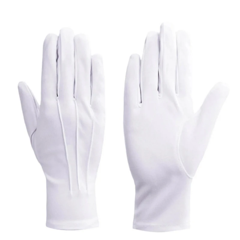 2/4 paia di guanti in cotone bianco per donna uomo camerieri driver gioielli lavoratori guanto protezione per le mani antiscivolo con dita intere