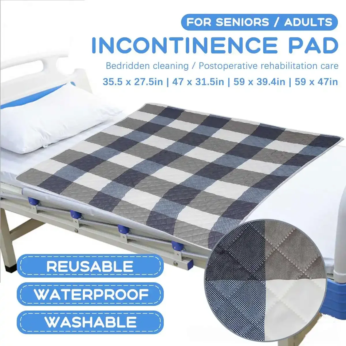 Estera de orina para ancianos, almohadilla para incontinencia, Protector de cama, pañal para adultos, sábana de cama, tela, colchón lavable impermeable transpirable