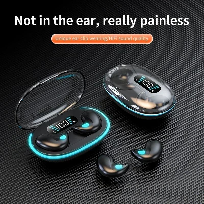 Słuchawki bezprzewodowe X55 do spania, mini słuchawki do pracy, słuchawki Bluetooth TWS stereo, ukryte zestawy słuchawkowe z mikrofonem HD do rozmów, sportowe