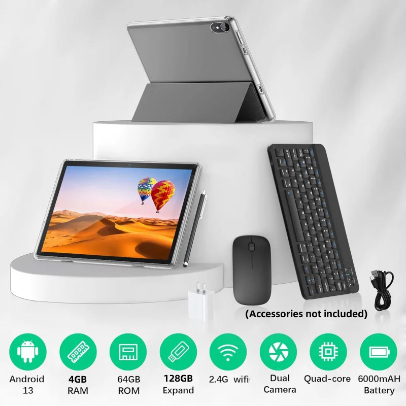 Neues 10,1-Zoll-Android 13-Tablet RK3562 Quad-Core 4 GB RAM 64 GB ROM 1280 x 800 IPS Dual-Kamera Typ C 6000 mAh