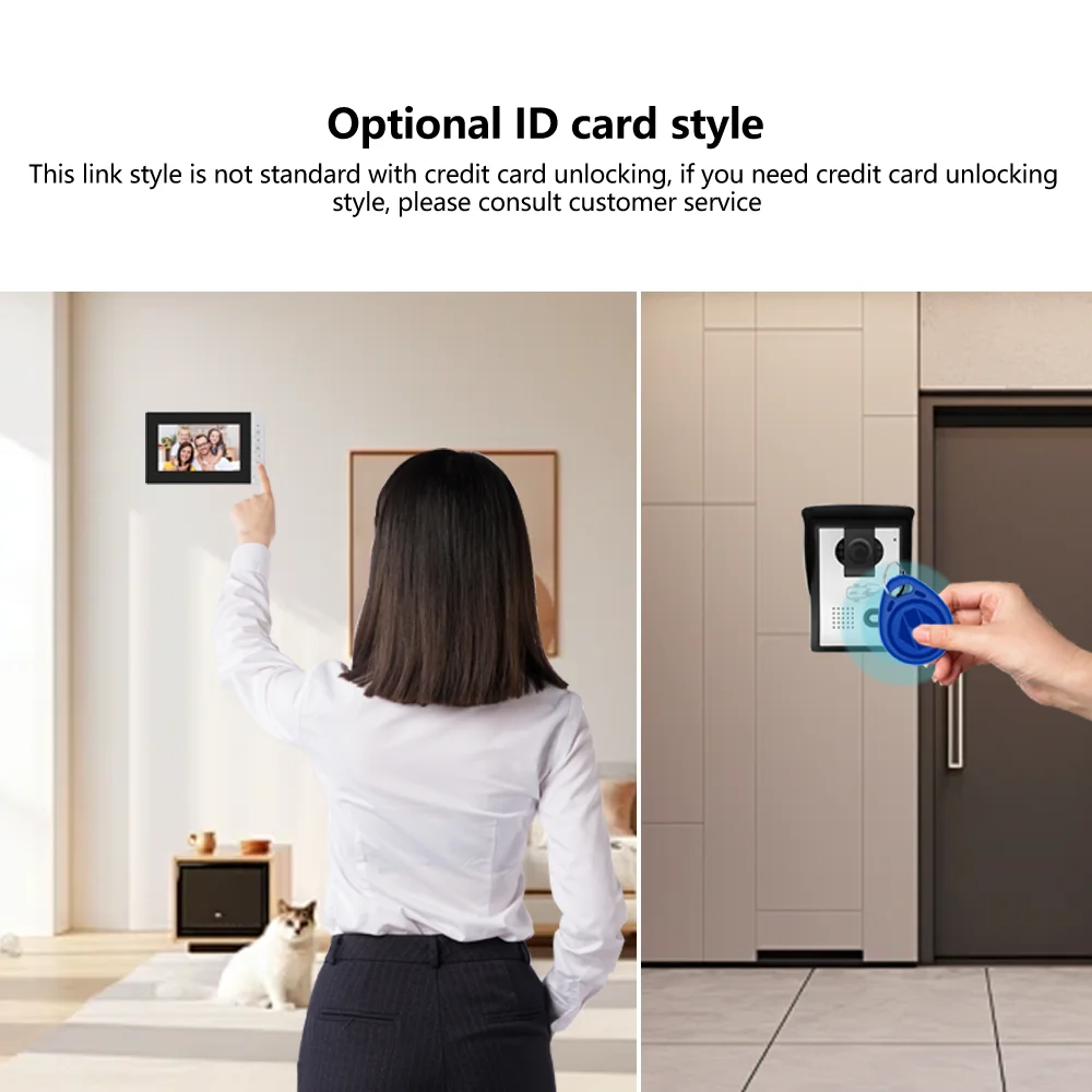 7-Inch HD Four-line Villa Video Intercom Doorbell Private Home Intercom Infrared Night Vision Motion Detection Video Doorbell