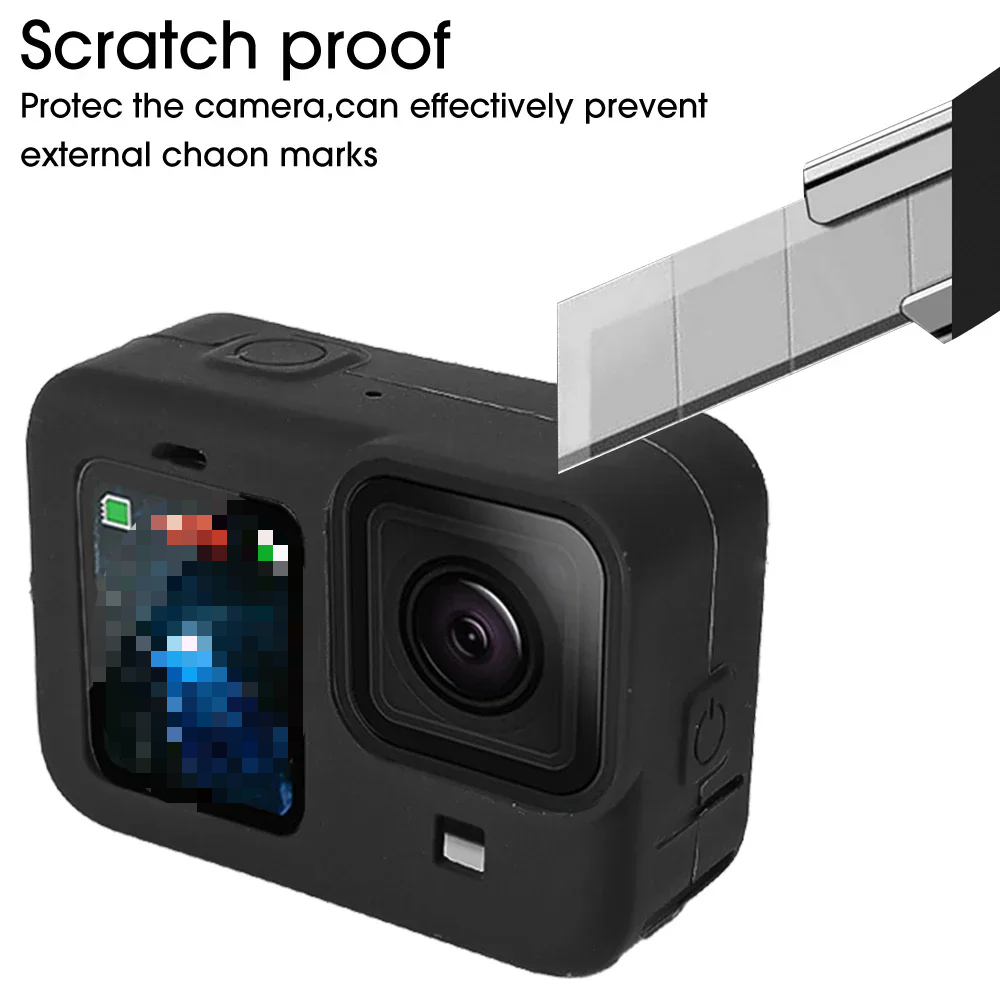 Para GoPro Hero 12 11 10 9 funda de silicona funda protectora cordón Protector de pantalla de vidrio templado tapa de lente para GoPro12 Pro11 10