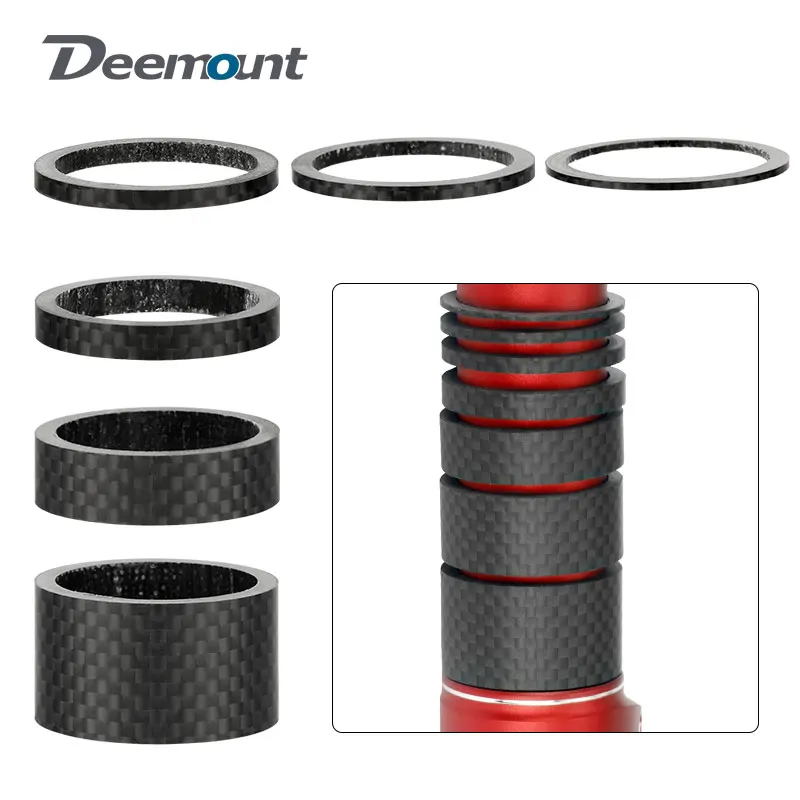 Espaciadores de fibra de carbono para bicicleta, para horquilla de 1-1/8 "y 28,6mm, vástago del manillar, arandelas de ajuste de altura, anillos mate 3K
