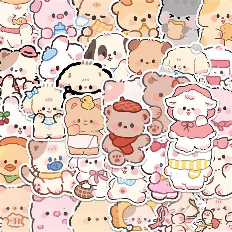 100 個かわいい遊び心のあるクマ動物ステッカースクラップブッキングスティックラベル日記ジャーナル文具アルバムステッカーデカール DIY 子供のおもちゃ