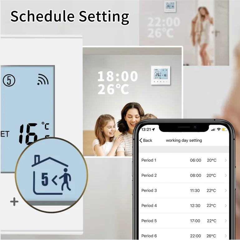 Minco Wärme Neue M4A Samrt Wifi Tuya Thermostat Temperatur Controller LCD Display Für Elektrische Boden Heizung/Wasser/Gas kessel
