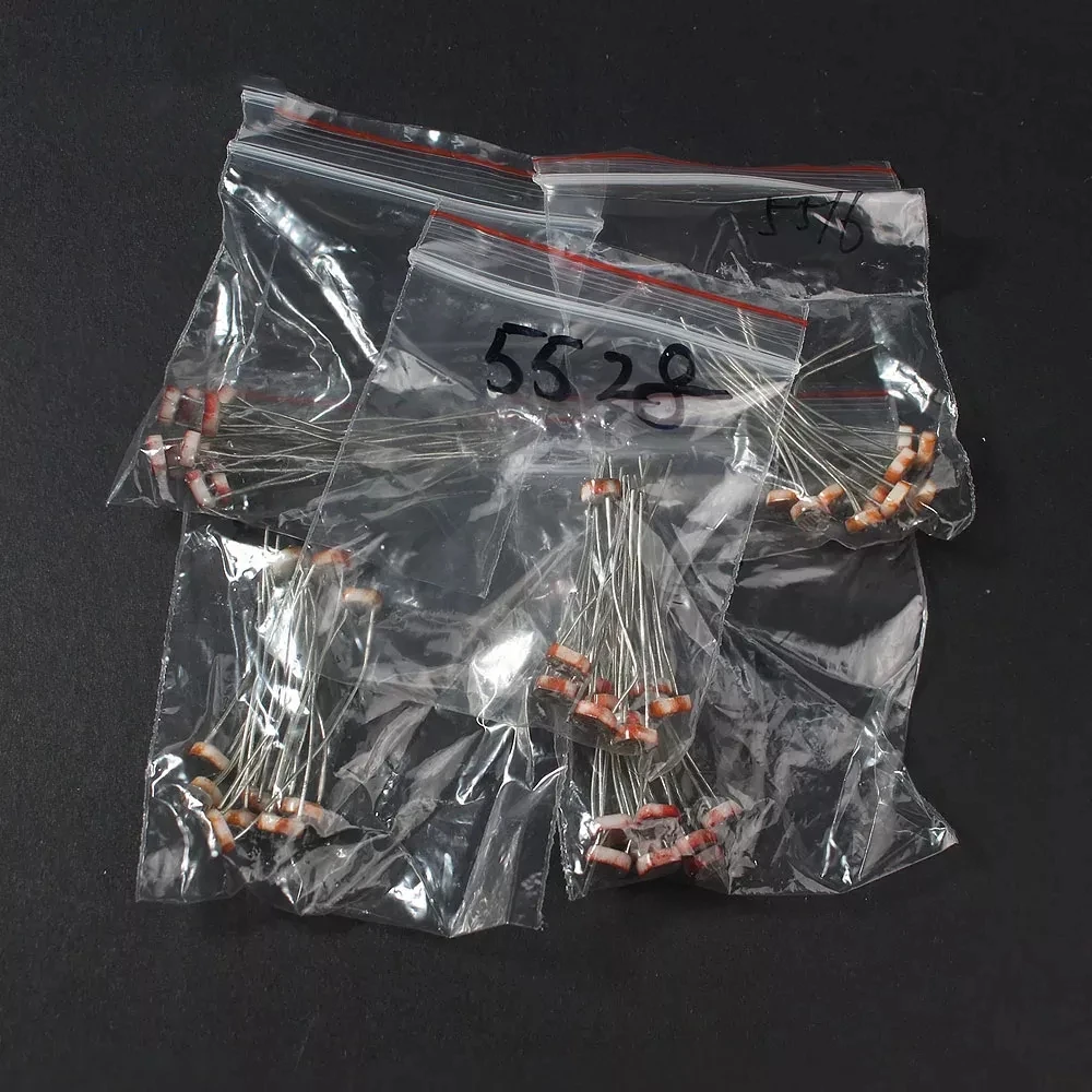 50 Uds foto resistencia sensible a la luz GL5506 GL5516 GL5528 GL5537 GL5539 Kit de fotorresistencia resistencia fotoconductora