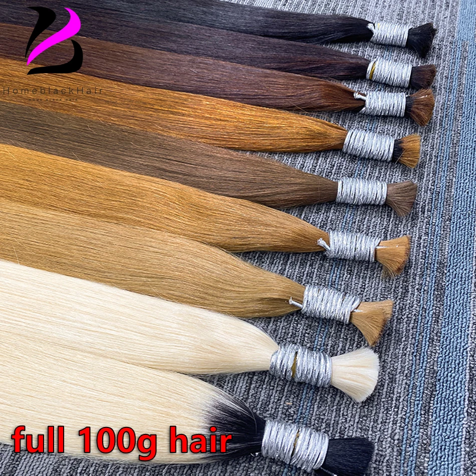 ไม่มี Weft 100% ผมมนุษย์จริงผม 100g ผมเครื่อง Virgin Remy ตรงผมสีบลอนด์ธรรมชาติ Extension