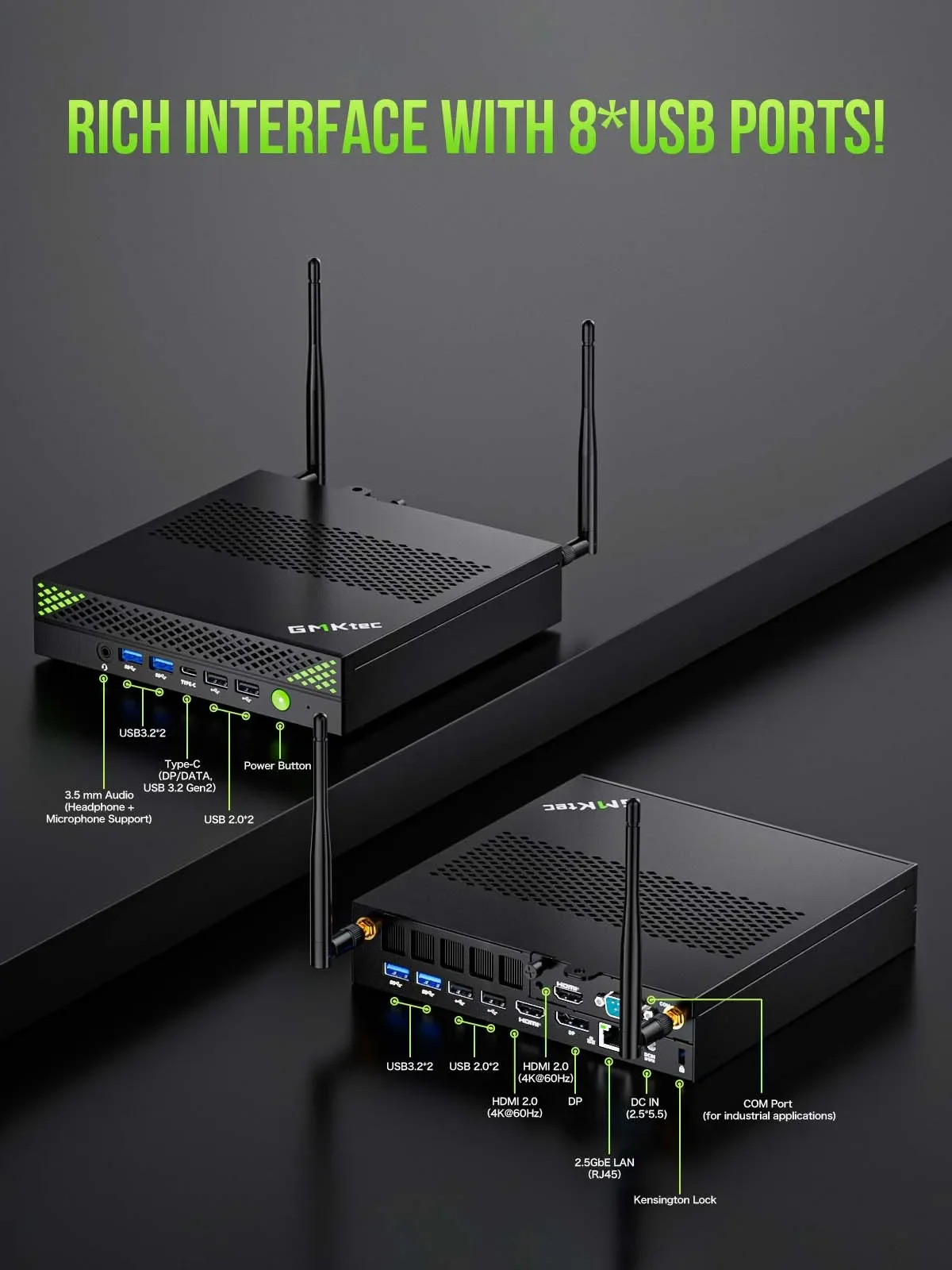GMKtec K10 MINI PC 13. rdzeń i9-13900HK Windows 11 Pro 2*DDR5 3*PCIE SSD WIFI6 BT5.2 2.5G Lan Desktop Mini PC Komputer do gier