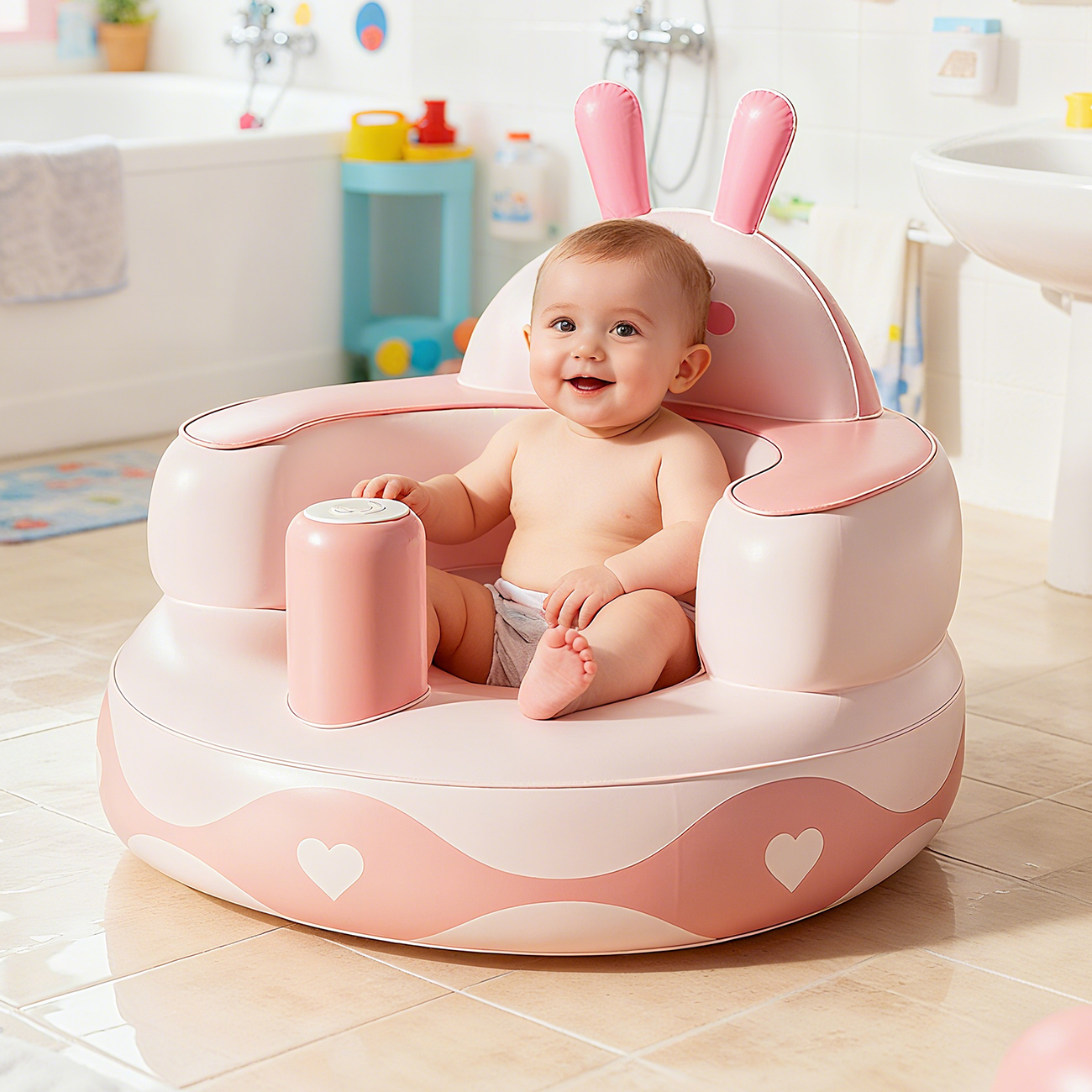 Cadeira inflável para bebês, assento inflável para bebês de 3 meses ou mais, assentos infantis para aprender a sentar, brincar, acampar