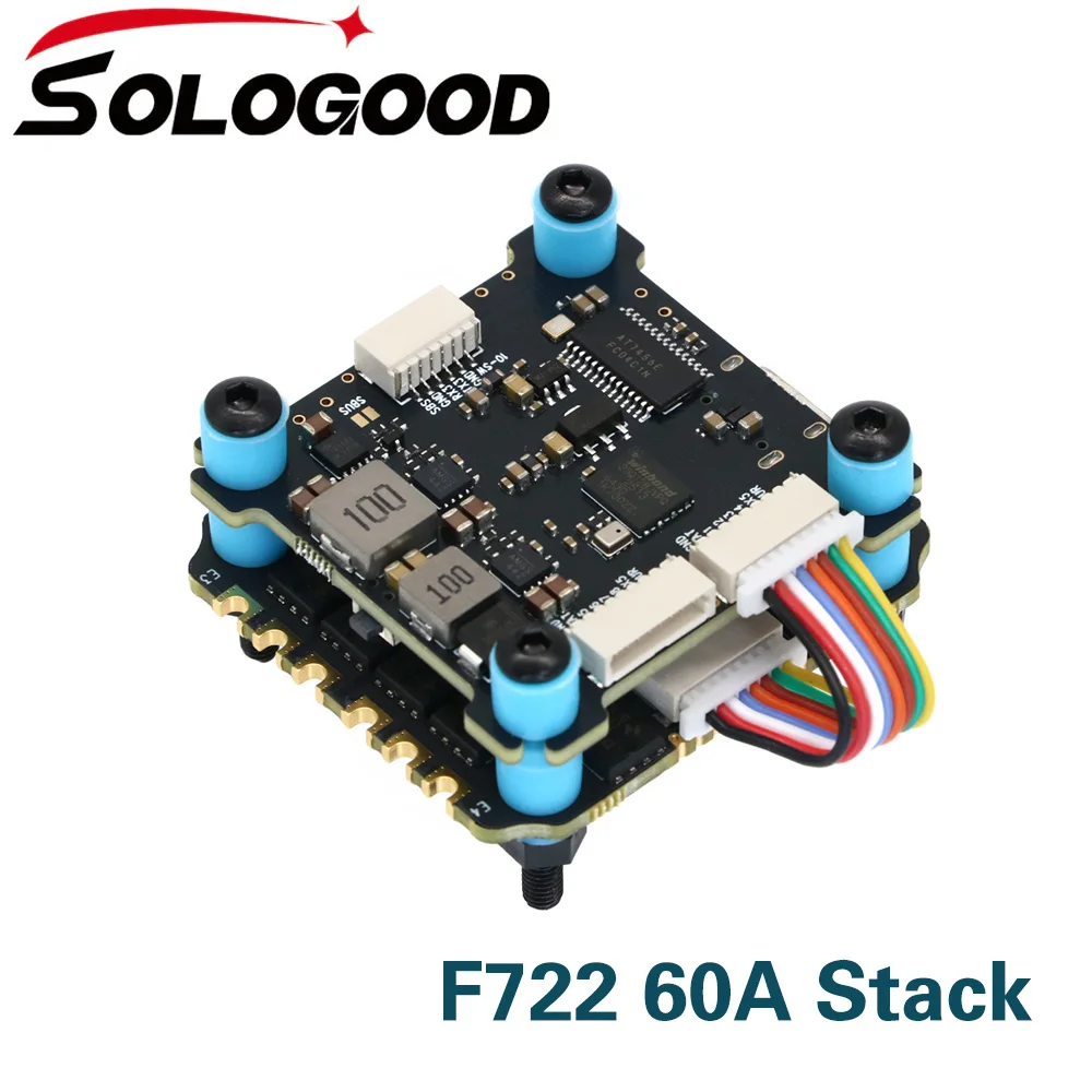 SoloGood F722 60A Stack ICM42688P F722 Flight Controller BLHELI_S 60A 4in1 ESC 30.5X30.5mm 2-6S for FPV Freestyle Drones Parts